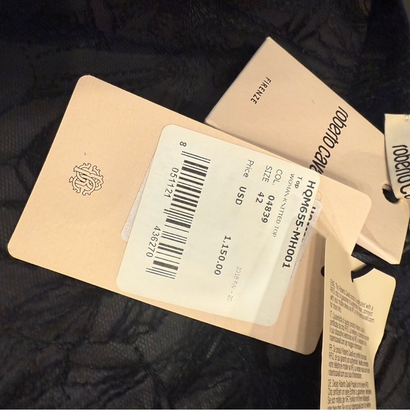 NWT Roberto Cavalli Midnight Blue Lace cardigan knit sweater. Size 42 USA 6 - Picture 6 of 8